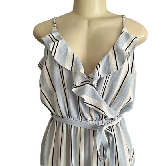Guess Jumpsuit with Light blue stripes and ruffles neckline size M summe… - Picture 2 of 8